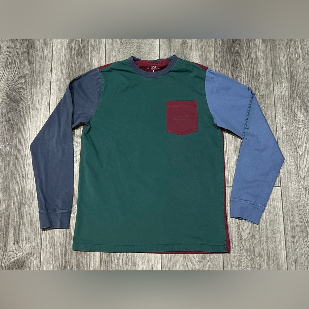 VINEYARD VINES Boys Multi Color Whale Logo Long Sleeve Tee Shirt Sz L (16)